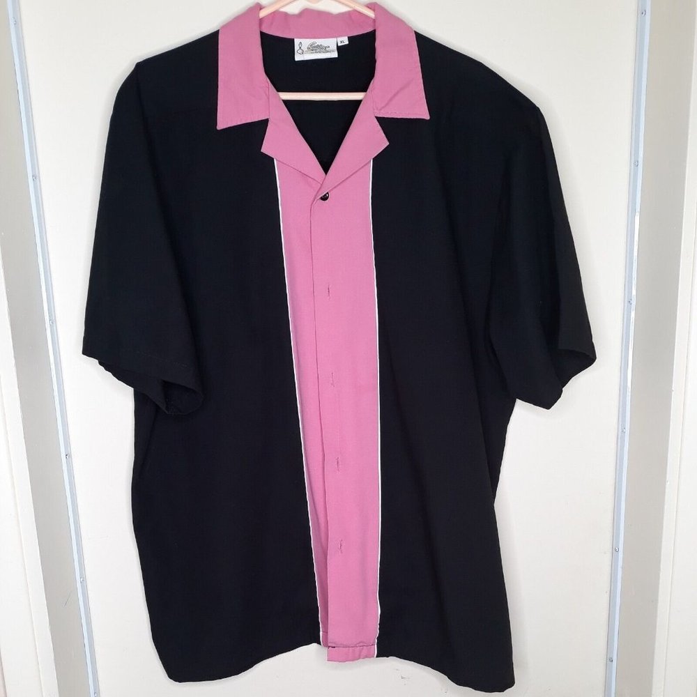 Cruisin USA Bowling Back Panel Dangerous Dames CAMP SHIRT XL Black Pink Trim